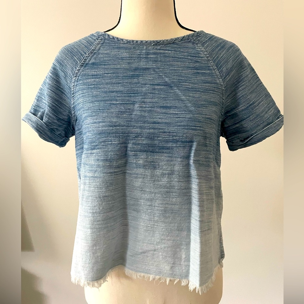 AllSaints Top Jina Tee Denim Ombré Top Size 4